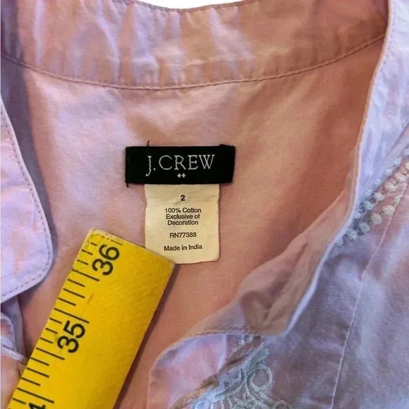 J. Crew Womens Blouse Size 2 Pink Tassel Tie V Neck Embroidered Tank Top In EUC. - Picture 6 of 9